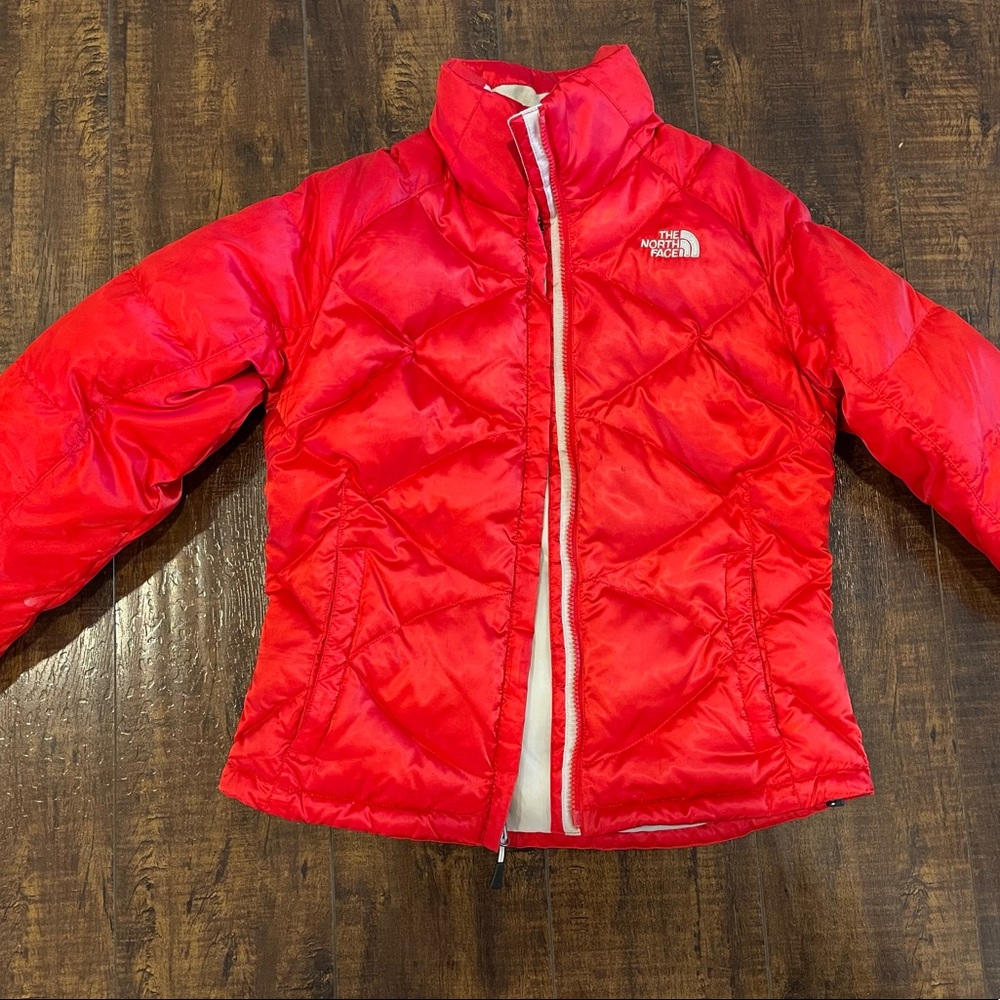 Red North Face coat